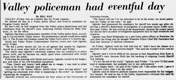 Clipping from Fremont Tribune